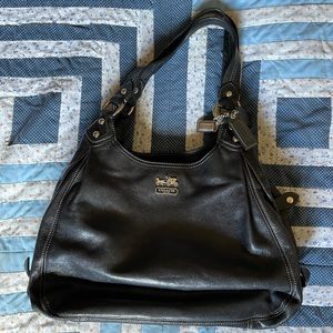 Coach Madison Maggie Black Leather Shoulder Bag